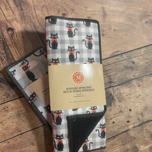 Martha Stewart Set of 2 Black Cat Plaid Reversible Drying Mats 16" x 22" NWT